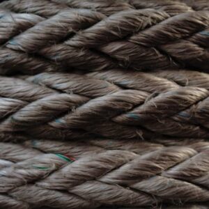Macro shot showcasing the intricate texture and fibers of braided brown rope.