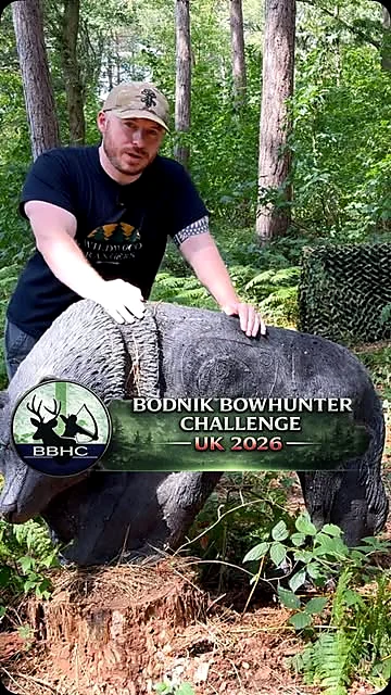 Wildwood Rangers team member positioning a 3D boar target for the Bodnik Bowhunter Challenge UK 2026