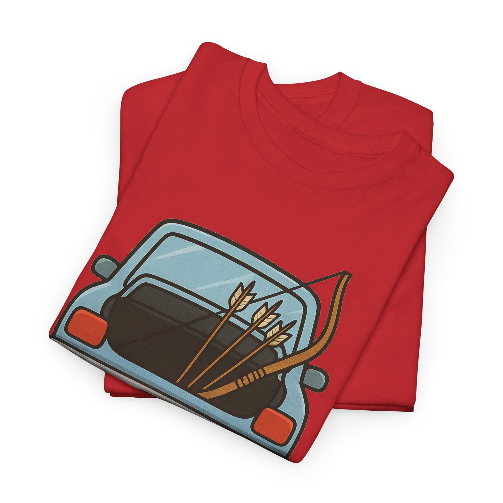 Archery car T-shirt with retro hatchback, bow and arrows graphic ā product image 37