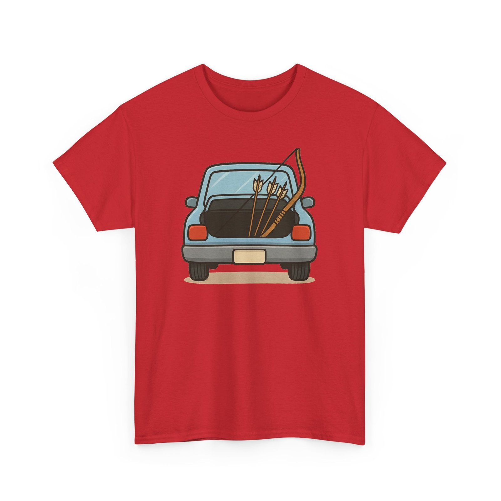 Archery car T-shirt with retro hatchback, bow and arrows graphic ā product image 35