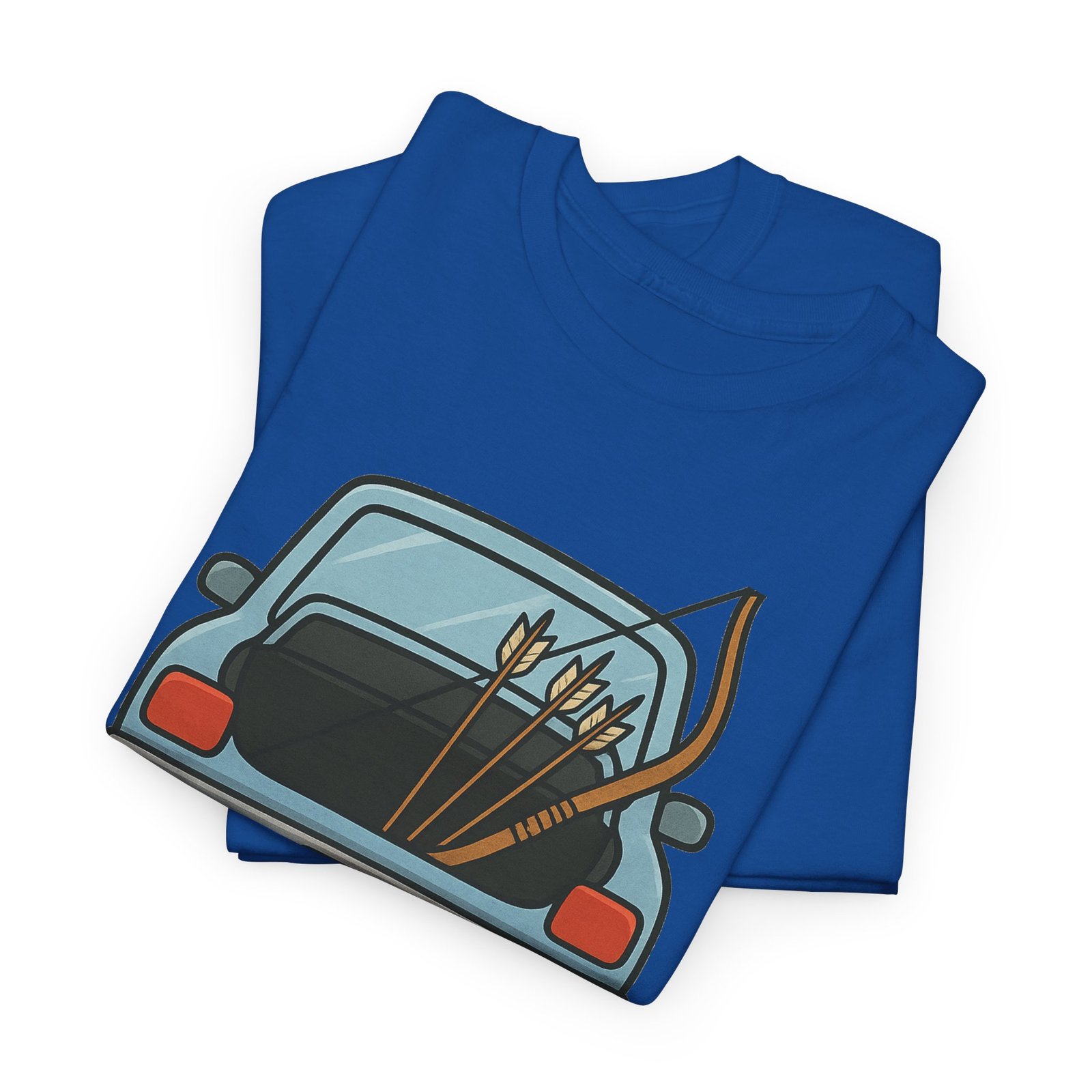 Archery car T-shirt with retro hatchback, bow and arrows graphic ā product image 25