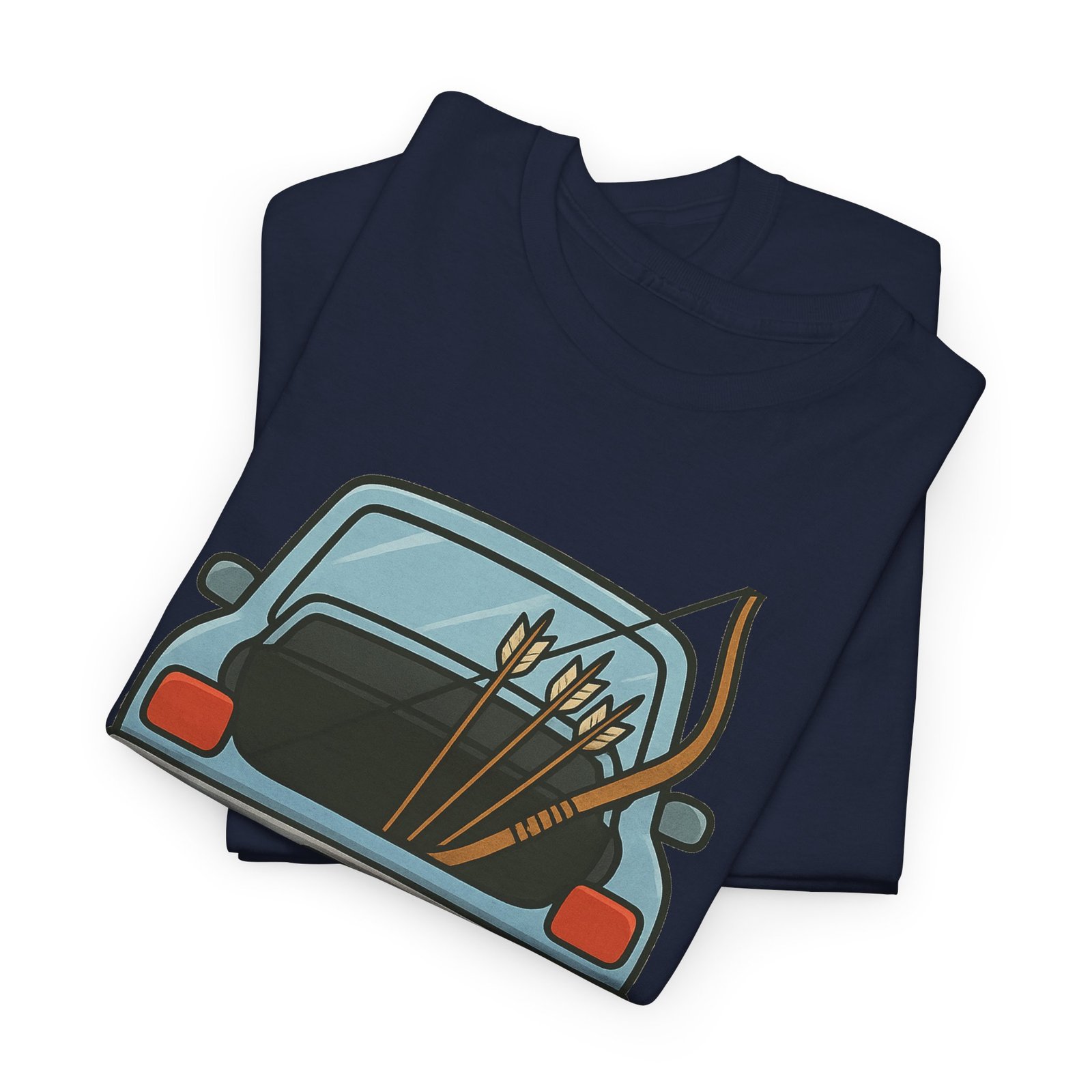 Archery car T-shirt with retro hatchback, bow and arrows graphic ā product image 29