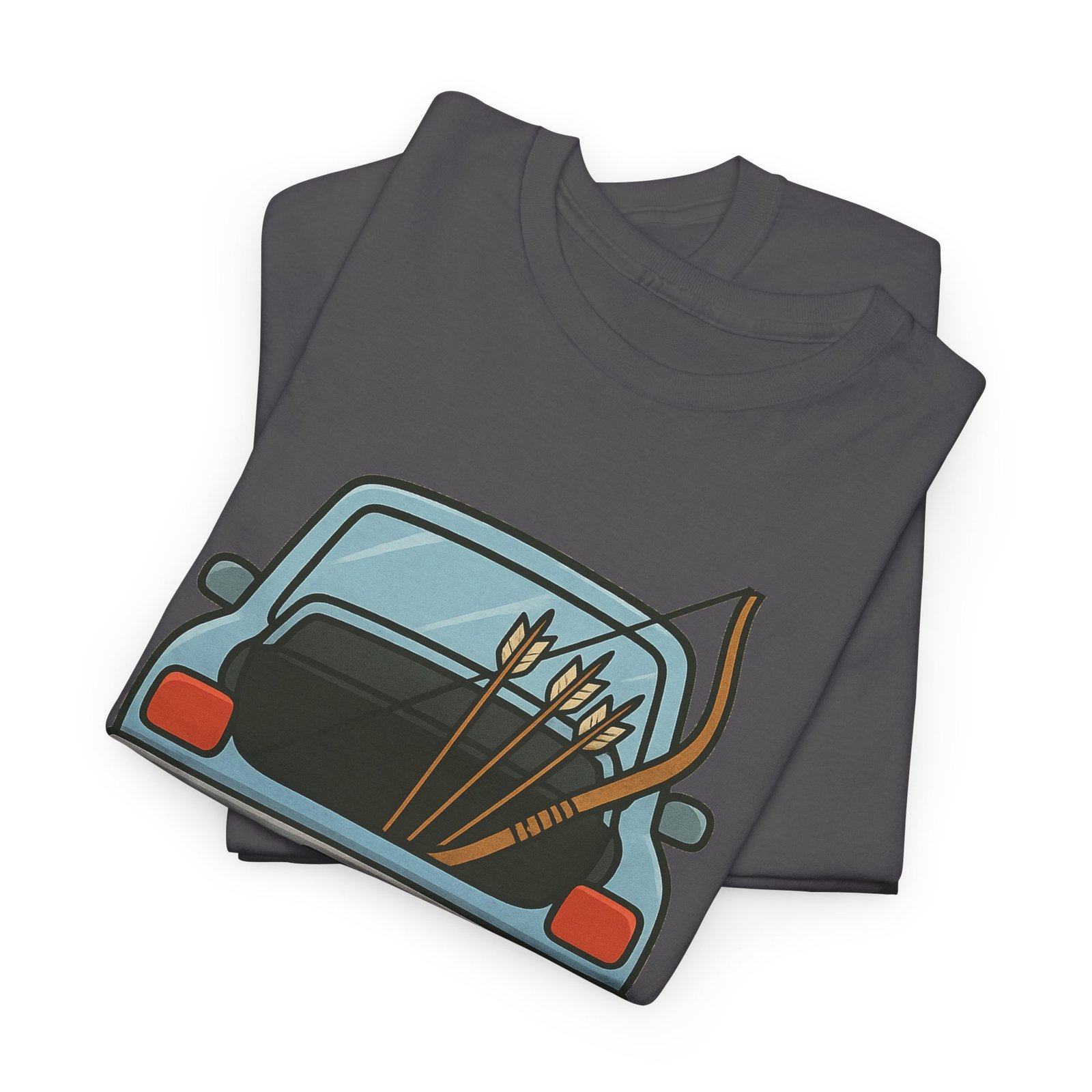 Archery car T-shirt with retro hatchback, bow and arrows graphic ā product image 21