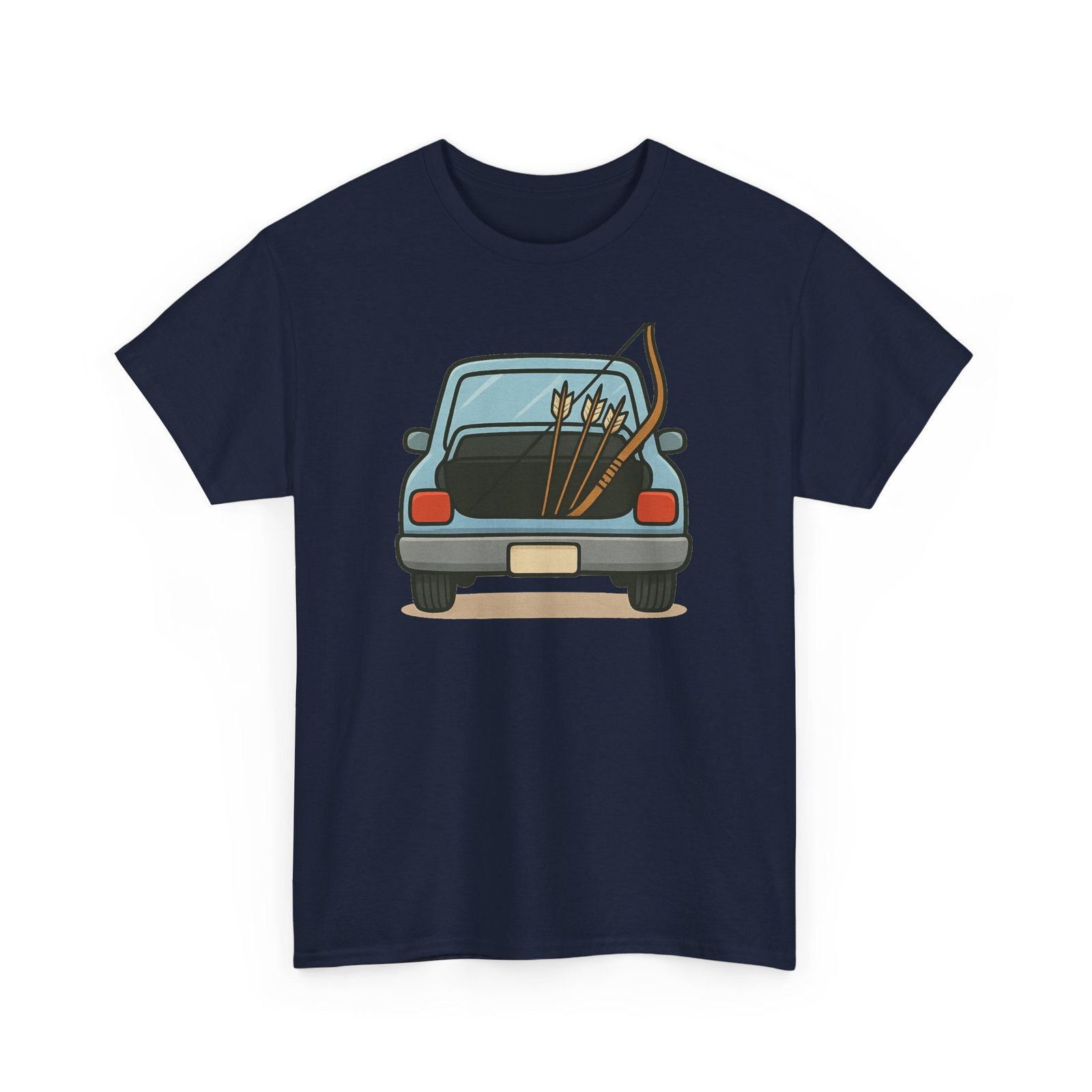Archery car T-shirt with retro hatchback, bow and arrows graphic ā product image 27